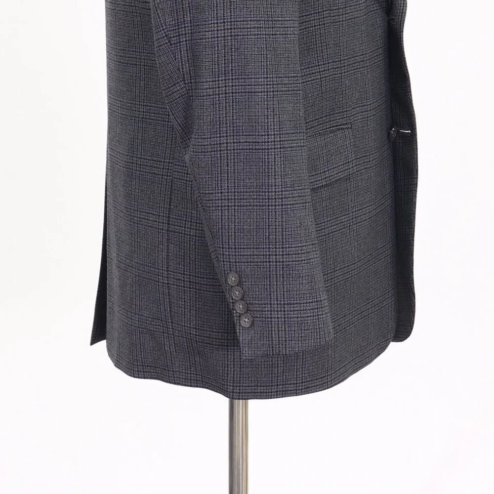 Hart Schaffner Marx 40R Gray Blazer Sport Coat Jacket 2-Button Check T381